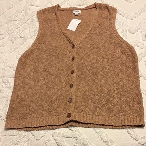 JCrew Button-Up Sweater Vest, Large